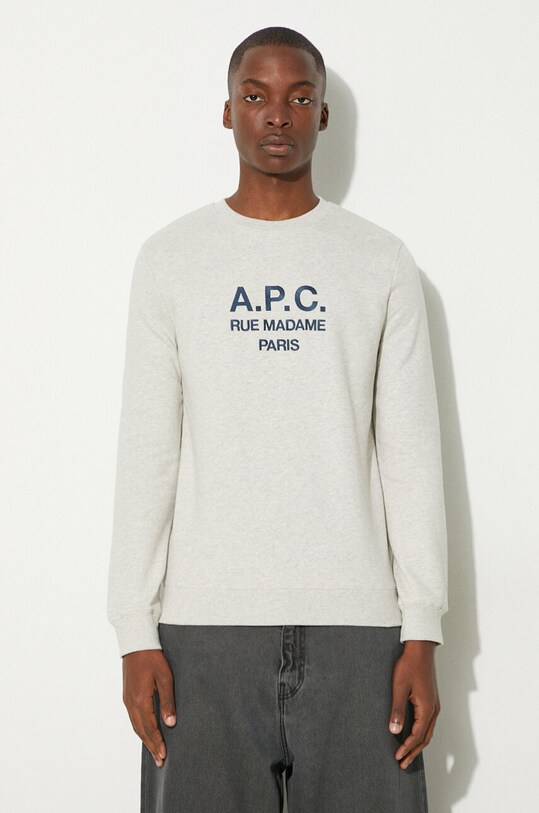 A.P.C. bluza bawełniana Rufus nadruk szary COEZD.H27500