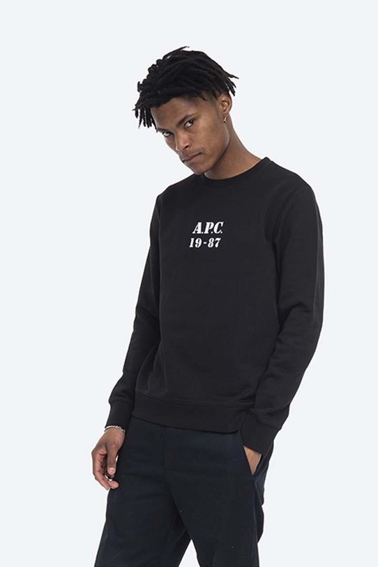 A.P.C. hanorac de bumbac Sweat Gaby print negru COECQ.H27609