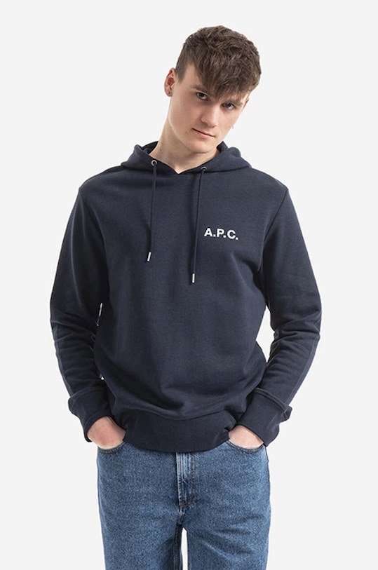 A.P.C. bluza bawełniana Leonard nadruk granatowy COETM.H27692