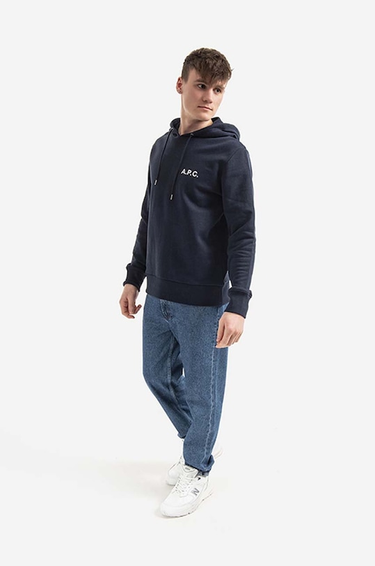 A.P.C. bluza bawełniana Leonard COETM.H27692 granatowy AA00