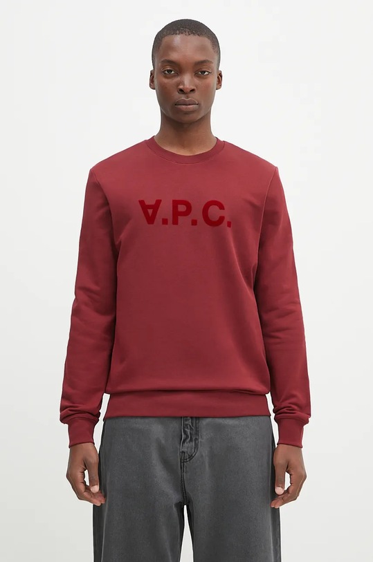 A.P.C. bluza bawełniana Sweat nadruk bordowy COFAX.H27378