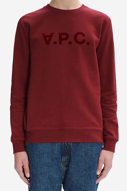 Хлопковая кофта A.P.C. Sweat COFAX.H27378 бордо