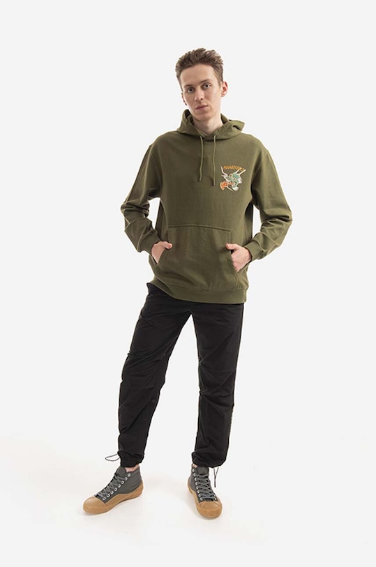 Maharishi bluza bawełniana Force Embroidered 8076.OLIVE zielony AA00