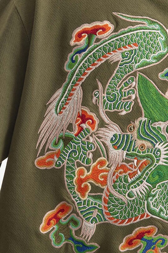 Maharishi bluza bawełniana Force Embroidered 8076.OLIVE zielony