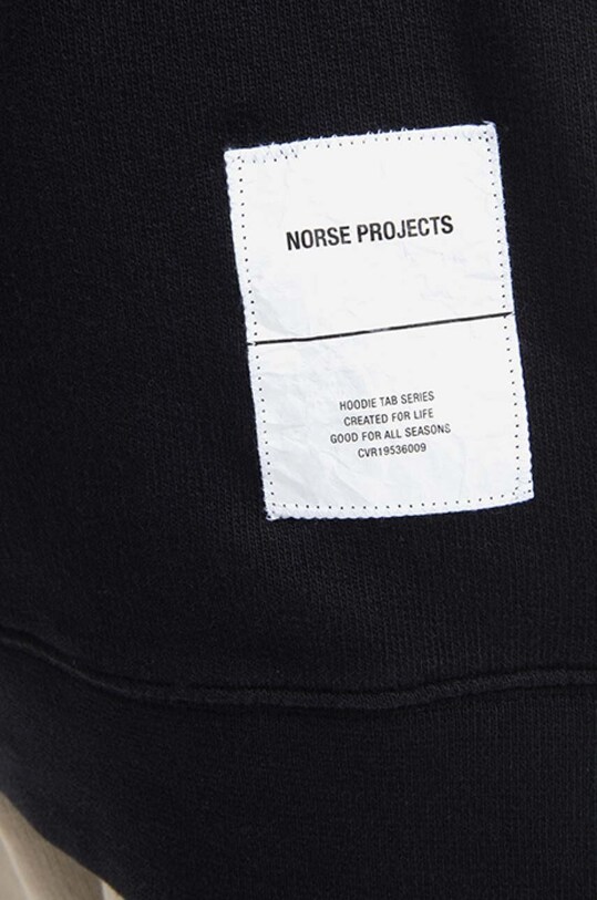 Norse Projects hanorac de bumbac Fraser Tab Series Hoodie negru N20.1282.9999