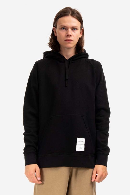 Pamučna dukserica Norse Projects Kristian Tab Series Hood bez uzorka crna N20.1294.9999
