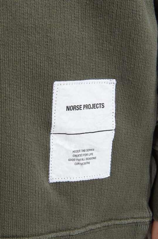Norse Projects hanorac de bumbac Fraser Tab Series N20.1282.8098 verde