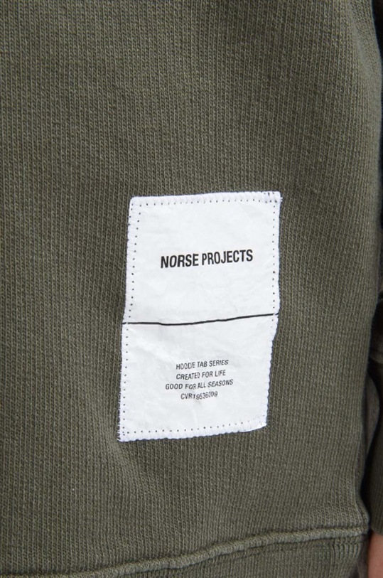 Norse Projects felpa in cotone Fraser Tab Series N20.1282.8098 verde