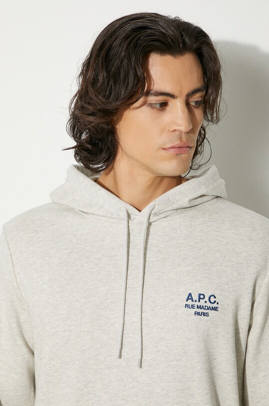 Pamučna dukserica A.P.C. Marvin Hoodie siva COEZD.H27733