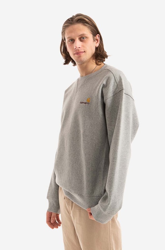 Carhartt WIP bluza American Script gładkie szary I025475.GREY.HEATH