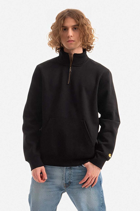 Dukserica Carhartt WIP Chase bez uzorka crna I027038.BLACK.GOLD
