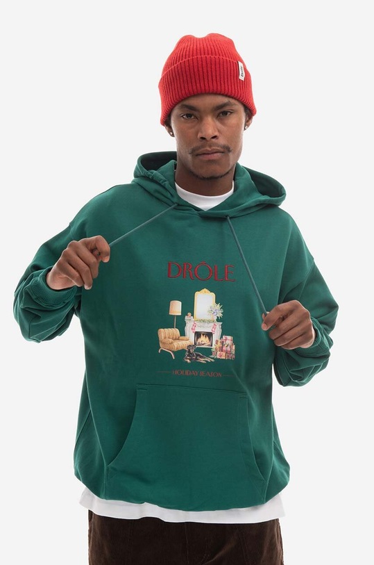 Хлопковая кофта Drôle de Monsieur печать зелёный HO122.FOREST.GREEN