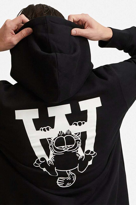 Bavlněná mikina Wood Wood X Garfield Ian Hoodie Hanging 30045601-2424 BLACK černá 30045601.2424