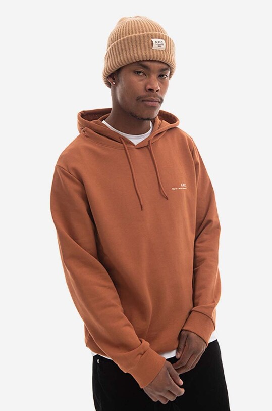 Bavlnená mikina A.P.C. Hoodie Item COFBQ-H27672 TERRACOTA jednofarebný oranžová COFBQ.H27672