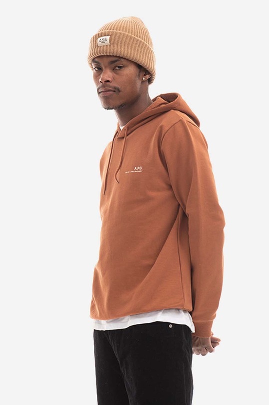 Bavlnená mikina A.P.C. Hoodie Item COFBQ-H27672 TERRACOTA COFBQ.H27672
