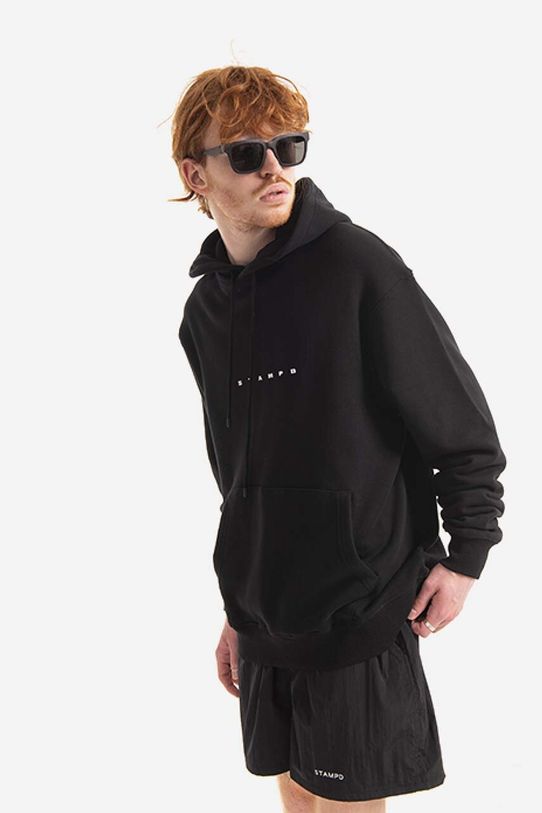 Bavlnená mikina STAMPD jednofarebný čierna SLA.M2827HD