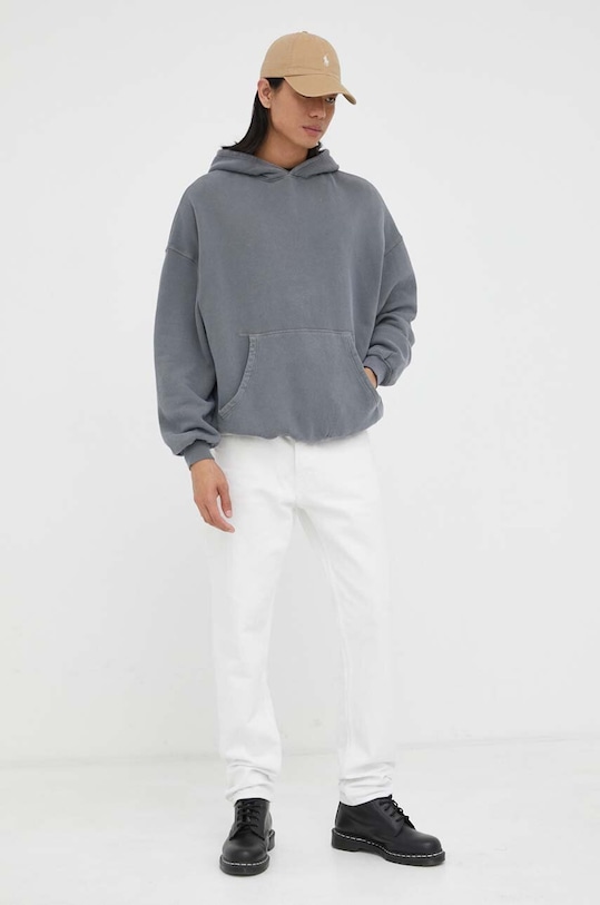 American Vintage bluza z kapturem szary MIZU03A
