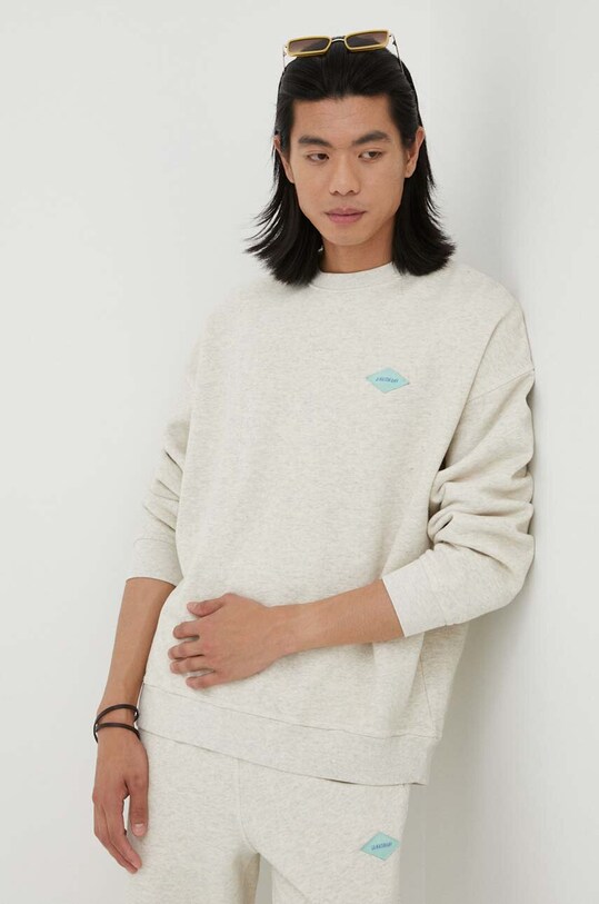 Бавовняна кофта American Vintage без капюшона сірий MPIE03C