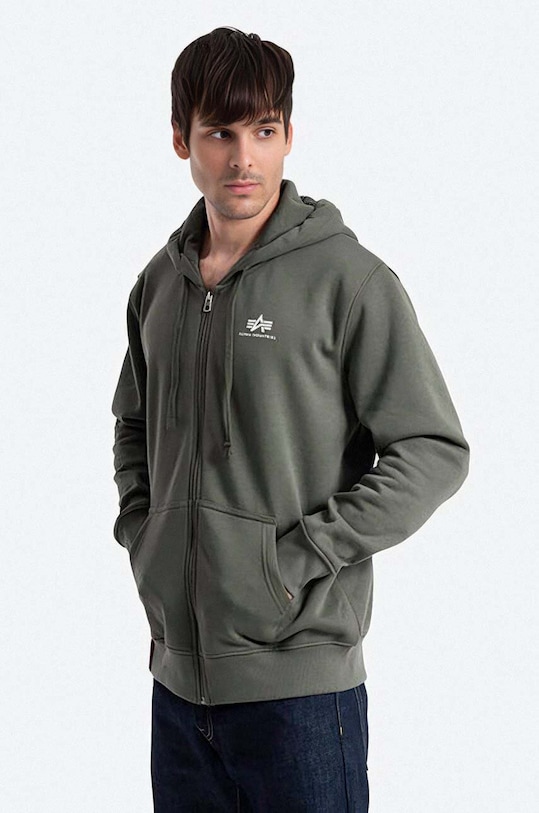Alpha Industries bluza Basic Zip Hoody z kapturem zielony 118342.142