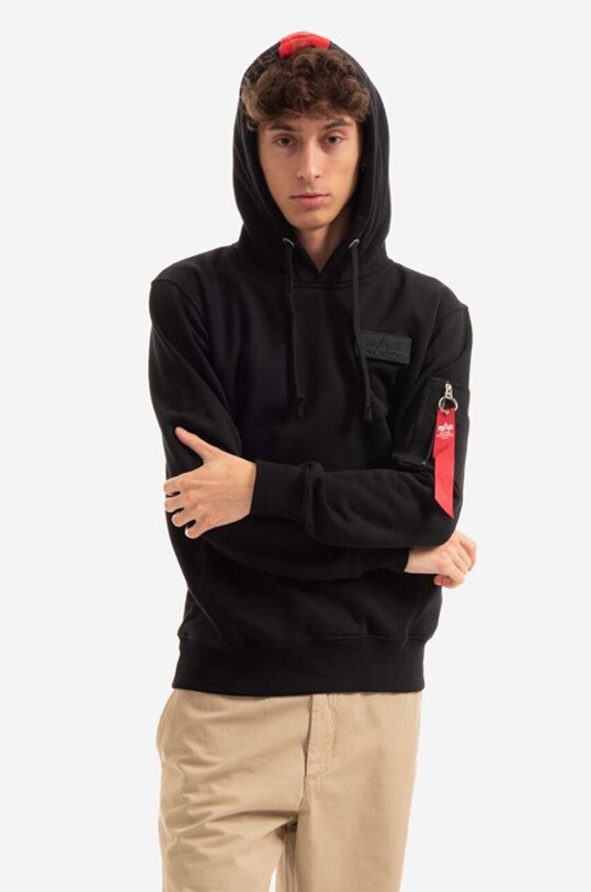Alpha Industries sweatshirt Red Stripe Hoody 178314.03 black
