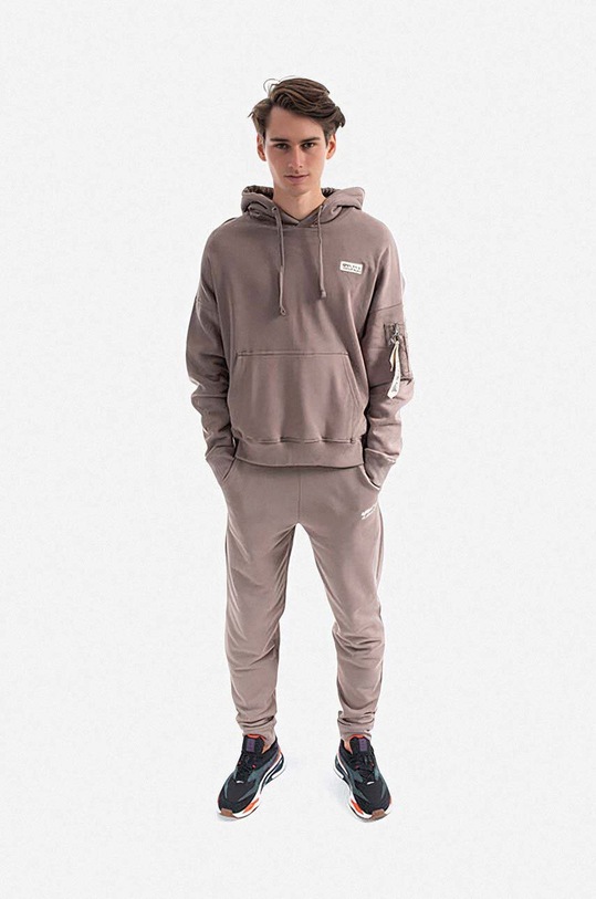 Alpha Industries bluza bawełniana Organics OS Hoody 118349.628 brązowy AA00