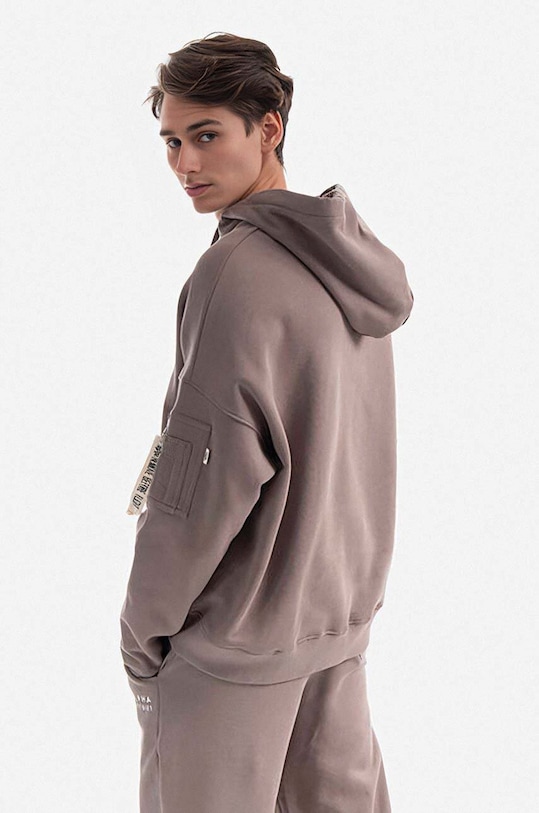 Odzież Alpha Industries bluza bawełniana Organics OS Hoody 118349.628 brązowy