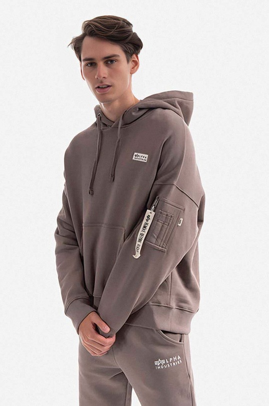 Alpha Industries bluza bawełniana Organics OS Hoody 118349.628 brązowy