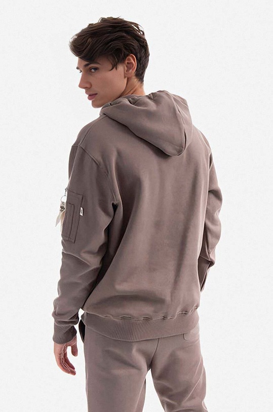 Odzież Alpha Industries bluza bawełniana Organics EMB Hoody 118350.628 beżowy