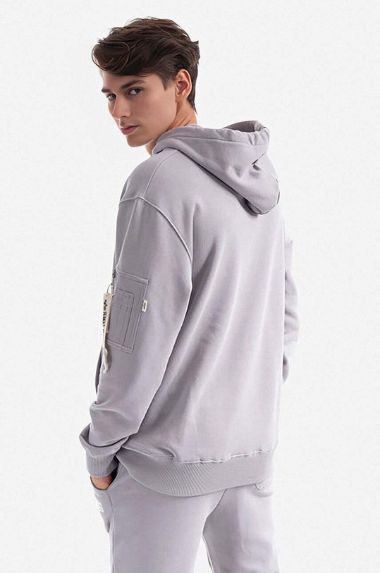 Oblečenie Bavlnená mikina Alpha Industries Organics Emb Hoody 118350.643 sivá
