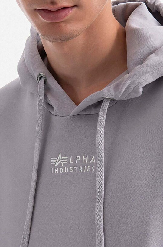 Хлопковая кофта Alpha Industries Organics Emb Hoody серый 118350.643