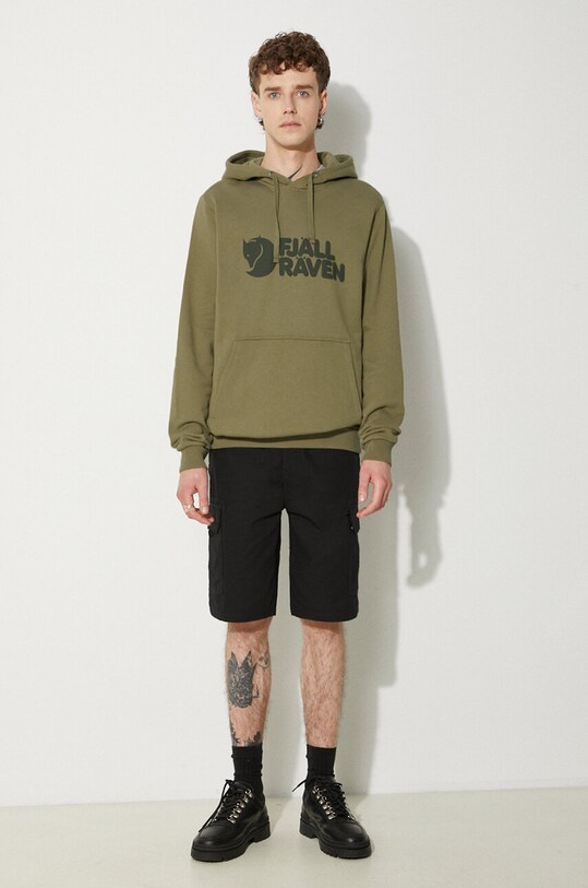 Fjallraven hanorac de bumbac Logo Hoodie F84144.622 verde AA00