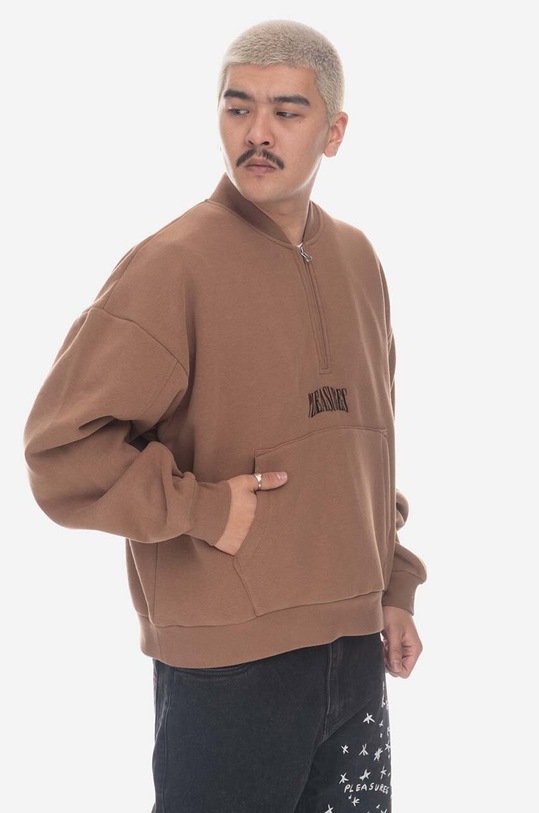PLEASURES sweatshirt Karat Quarter Zip Fle brown P23SP020