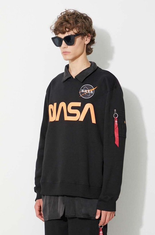 Mikina Alpha Industries NASA Reflective Sweater čierna 178309.614