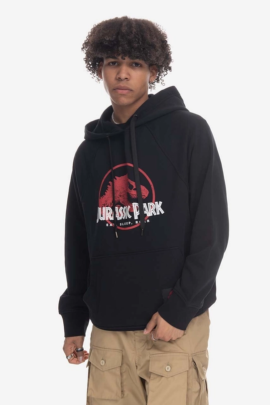 Bavlnená mikina Neil Barett Jurassic Park Hoodie PBJS147-U521S 1133 bavlna čierna PBJS147.U521S