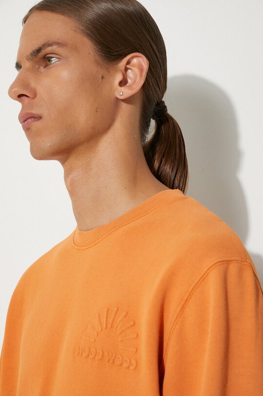 Bavlněná mikina Wood Wood Hugh Embossed Sweatshirt 12315602-2474 ABRICOT ORANGE oranžová 12315602.2474