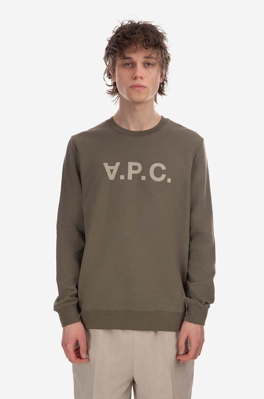 Bavlnená mikina A.P.C. Sweat Vpc Bicolore COFAX.H27803 zelená