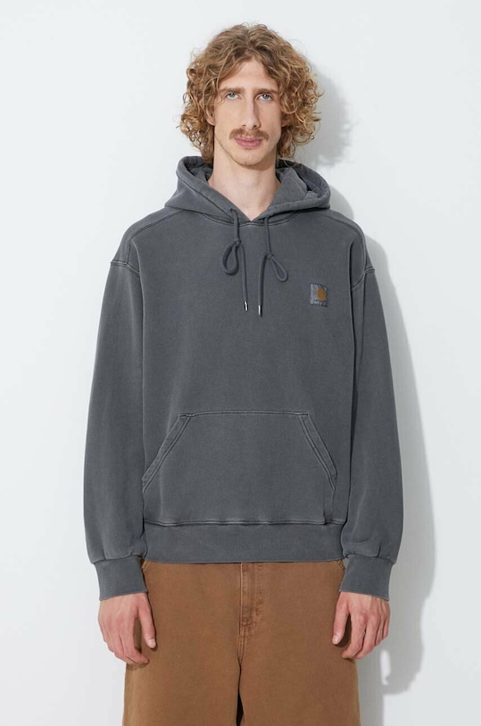 Pamučna dukserica Carhartt WIP Hooded Nelson Sweat BOTANIC natpis siva I029963