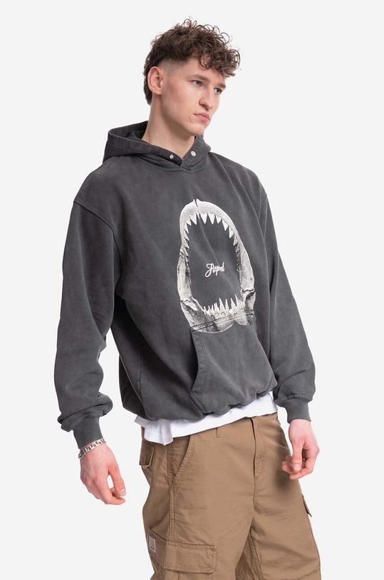 Bavlnená mikina Represent Shark Jaws potlač sivá M04286.20