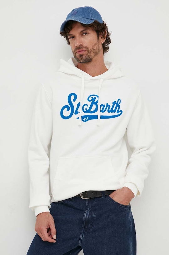 Βαμβακερή μπλούζα MC2 Saint Barth με κουκούλα μπεζ TRI0001