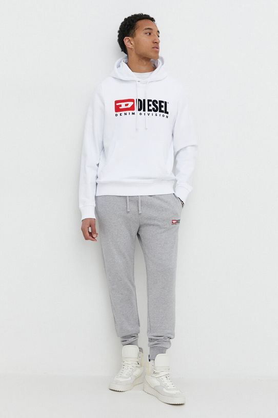 Bavlnená mikina Diesel S-GINN-HOOD-DIV A03757.0GEAD biela AA00
