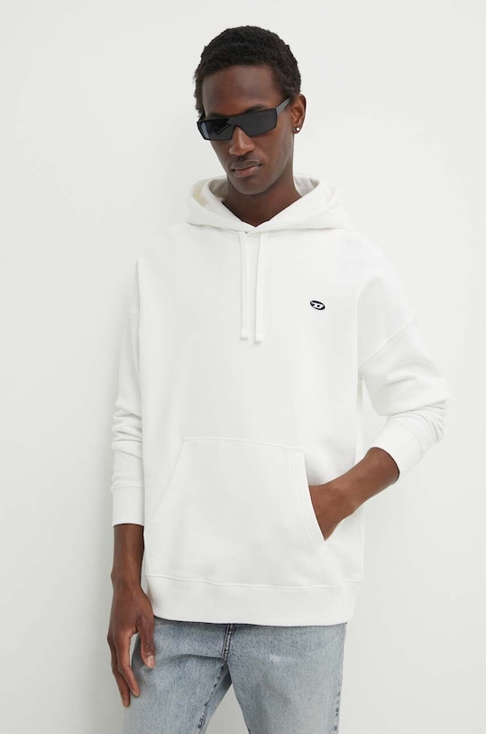 Бавовняна кофта Diesel S-ROB-HOOD-DOVAL-PJ з капюшоном білий A03786.0BKAF