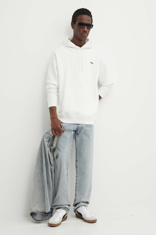 Бавовняна кофта Diesel S-ROB-HOOD-DOVAL-PJ A03786.0BKAF білий AA00