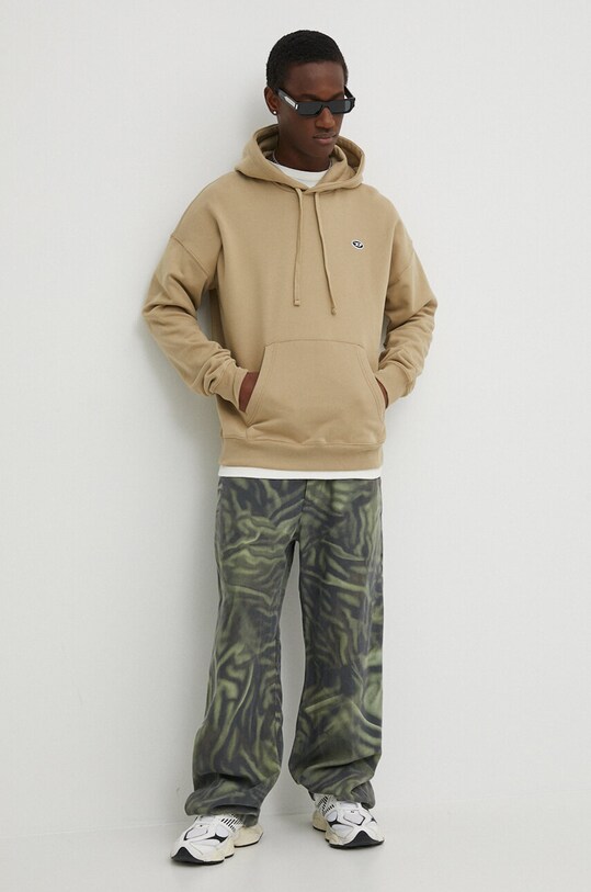 Бавовняна кофта Diesel S-ROB-HOOD-DOVAL-PJ A03786.0BKAF бежевий AA00