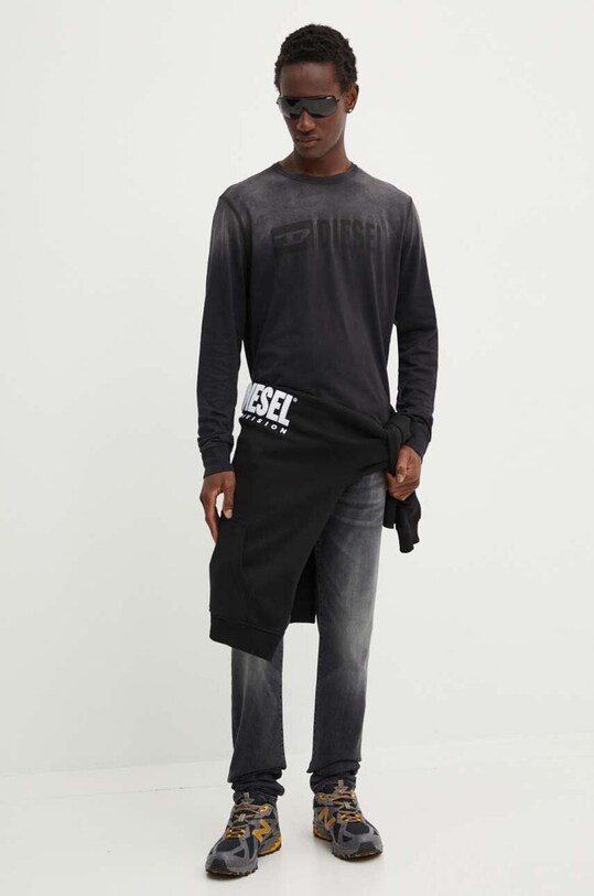 Бавовняна кофта Diesel S-BOXT-HOOD-DIV A14945.0GEAD чорний AA00