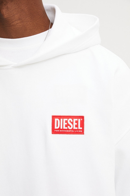 Bavlnená mikina Diesel S-BOXT-HOOD-LAB A14949.0ILAC biela