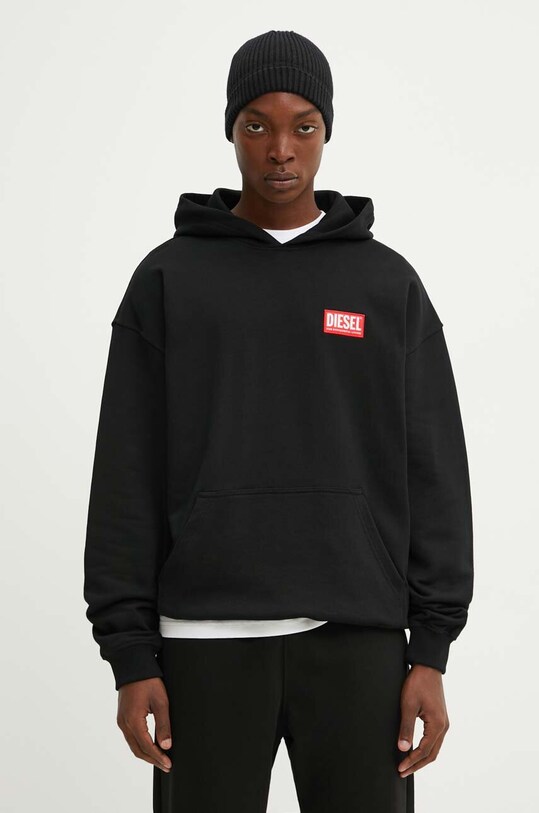 Бавовняна кофта Diesel S-BOXT-HOOD-LAB бавовна чорний A14949.0ILAC