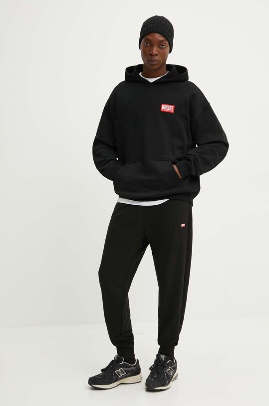 Бавовняна кофта Diesel S-BOXT-HOOD-LAB A14949.0ILAC чорний AA00