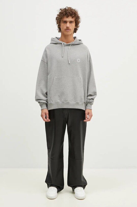 1017 ALYX 9SM felpa in cotone Boxy Pullover Hoodie AAMSW0248FA01 grigio
