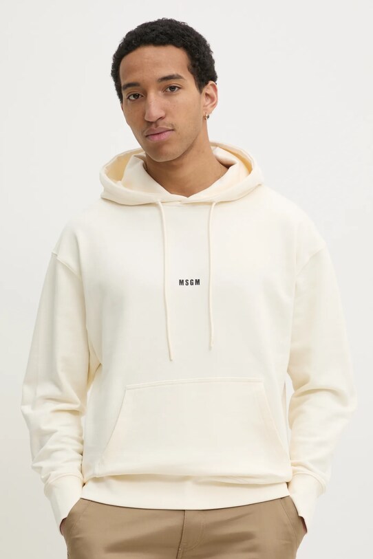 Хлопковая кофта MSGM с капюшоном бежевый 2000MM509.300000