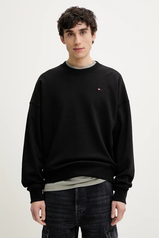 Mikina Diesel S-ROB-MICRODIV SWEAT-SHIRT bez kapuce černá A14942.0GRAC